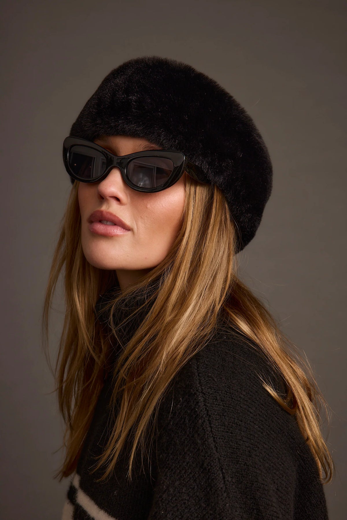 Chalet Black Faux Fur Headband