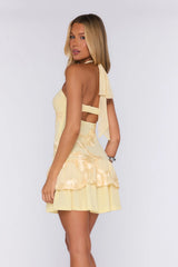 Leisure Girl Halter Mini Dress Yellow