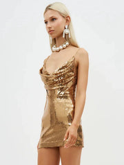 Joud Gold Sequin Mini Dress