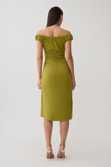 Alize Cupro Knee Length Dress - Martini Olive