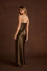 Mirabella Truffle Satin Maxi Dress
