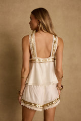 Zella Ivory and Gold Halter Top
