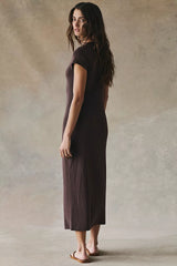 Good Feels Slim Midi Dress-Brown