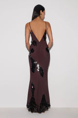 Josette Sequin & Chiffon Maxi Dress - Dark Chocolate