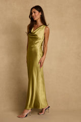 Dolce Chartreuse Satin Maxi Dress