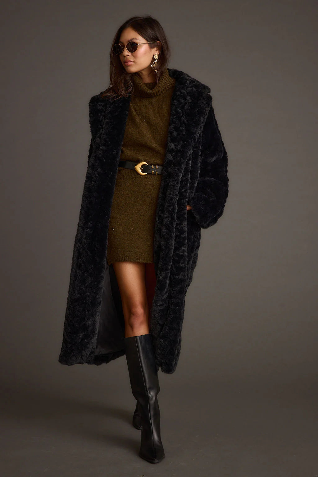 Sasha Black Floor Length Coat