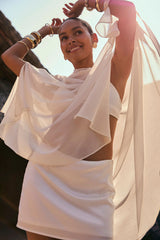Havana Ivory Chiffon Cape Dress