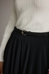 Liya Silver Genuine Leather Skinny Belt