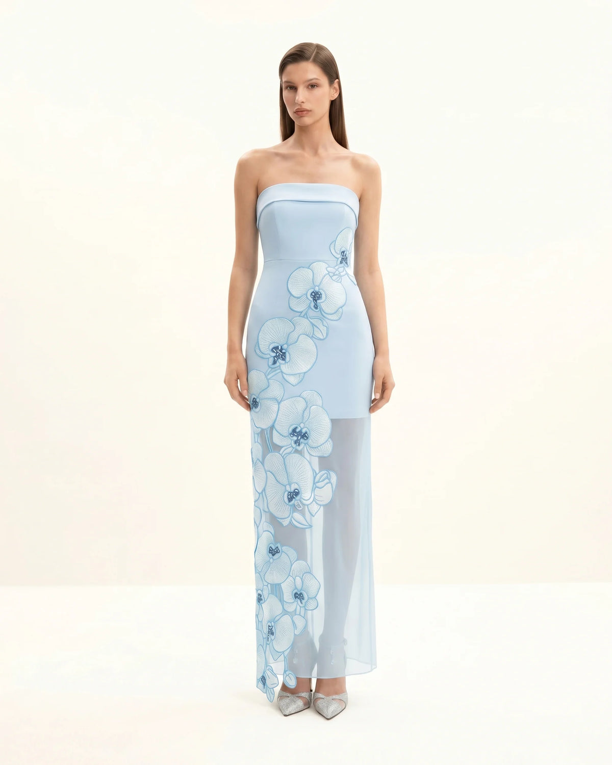 Orchid Embroidered Dress - Light Blue