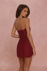 Dewdrop Dreams Strapless Mini Dress Cherry Red