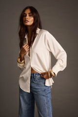 Marina Ivory Satin Button Down