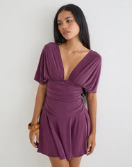 Sunmi Mini Dress in Cupro Deep Purple