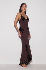 Josette Sequin & Chiffon Maxi Dress - Dark Chocolate
