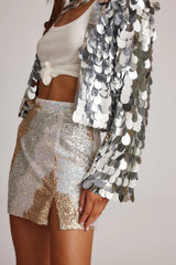 Genevieve Ivory Multi Sequin Mini Skirt
