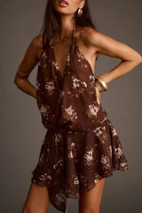 Leah Mocha Floral Micro Mini Dress