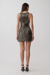 Milly Beaded Metal Mini Dress - Silver