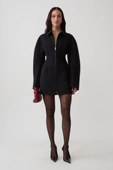Jordana Long Sleeve Mini Dress - Black