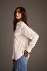 Marina Ivory Satin Button Down