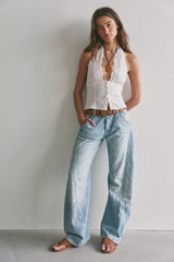 We The Free Highland Low-Rise Twisted Bowed Jeans