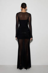 Lior Mesh Maxi Dress With Hotfix - Black