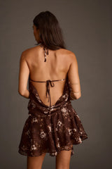 Leah Mocha Floral Micro Mini Dress