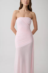 Monet Strapless Ruched Mesh Maxi Dress - Ballet Pink