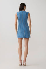 Penn Button Front Denim Mini Dress - Summer Blue