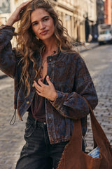 Gina Denim Paisley Embroidered Jacket