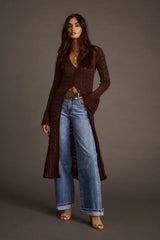 Nicoletta Espresso Knit Longline Top