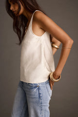 Prielle Ivory Satin Tank