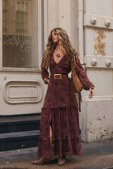 Raindance Mulberry Paisley Long Sleeved Maxi Dress