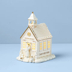 Mistletoe Park School House Lit Figurine