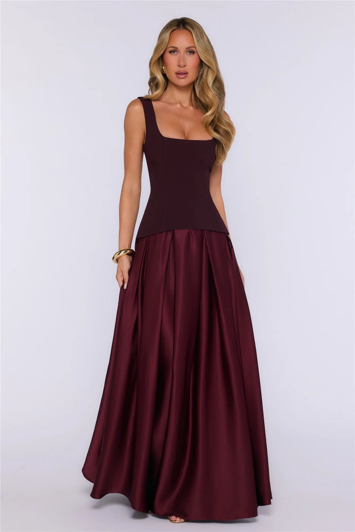 Toast To You Satin Maxi Dress Chocolate