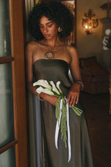 Natalia Truffle Strapless Maxi Dress
