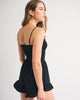 A&F Sydney Smocked Dipped-Waist Romper-Black