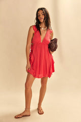 More Is More Mini Dress-Aged Coral