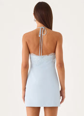 Samaria Halter Mini Dress - Blue