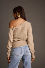 Margot Taupe Asymmetrical Sweater