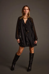 Alice Black Chiffon Mini Dress