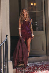 Una Mulberry Satin Shorts
