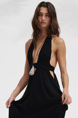 Look Into the Sun Maxi Dress-Black