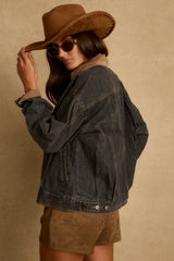 Hayes Washed Black Denim Barn Jacket
