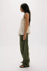 Spotlight Washed Barrel Chino Trousers-Dusty Olive