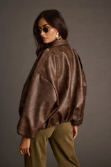 Santiago Espresso Vegan Leather Jacket