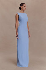 Galilea Crepe Draped Maxi Dress - Cornflower Blue