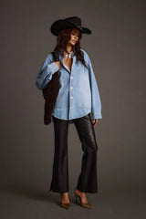 Rocky Light Denim Button Down Top