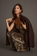Rebel Brown Belted Double Breasted Blazer