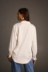 Marina Ivory Satin Button Down