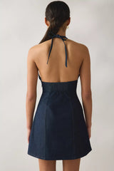 Kimchi Blue Flowerbeds Plunging Halter Mini Dress