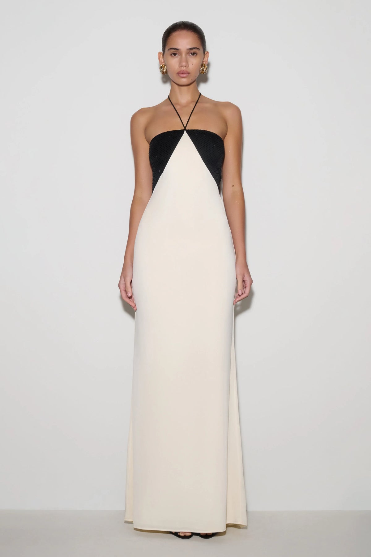 Hien Sequin Halter Maxi Dress - Black/Ivory